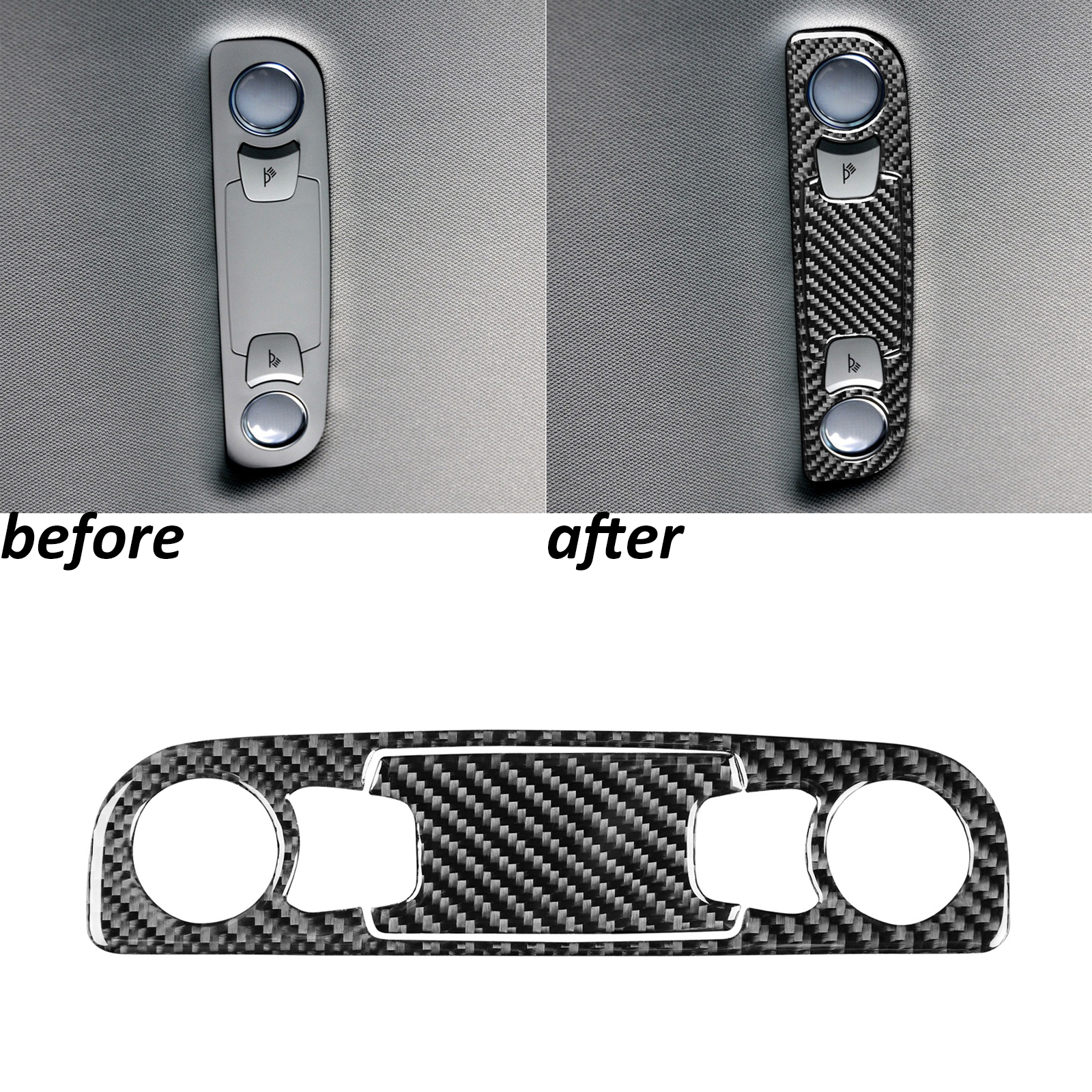 Real Carbon Fiber Rear Roof Reading Light Panel Trim For Audi A6 S6 C6 2005-2011