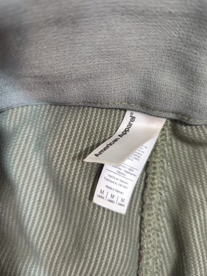 Pantalón de montar clásico para mujer American Apparel acanalado cintura alta verde talla mediana Foto 3 de 4