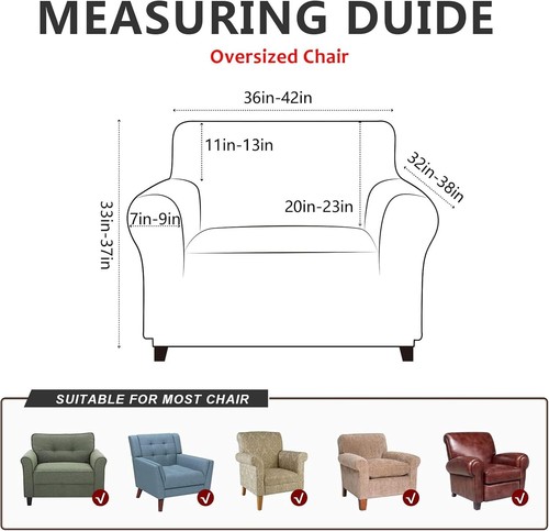 Elegant Dark Brown Faux Suede 1-Piece Armchair Slipcover - Washable & Non-Slip - Picture 5 of 9