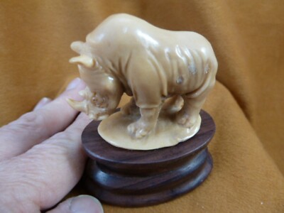 tb-rhino-1) tan rhino Rhinoceros Tagua NUT palm figurine /base