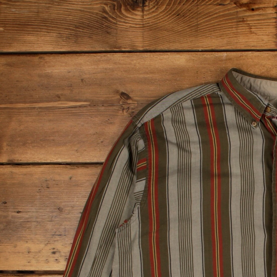 Vintage Joe's Casual Casual Shirt Button XL Mens Long Sleeve Green Striped - Image 4 of 4