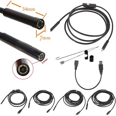 5.5mm Digital 2m USB For Android Phone Endoscope Inspection Waterproof Camera US