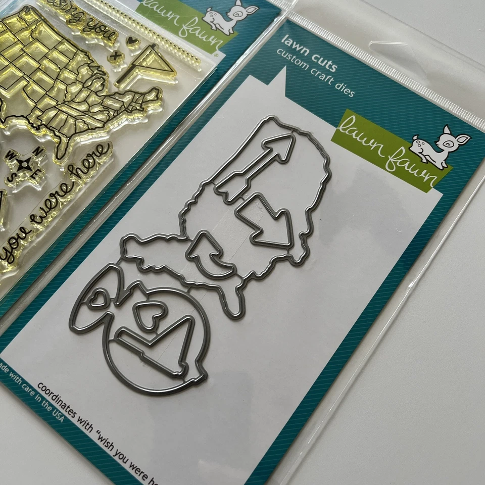 Juego de sellos y troqueles transparentes Lawn Fawn - Wish You Were Here LF603 y LF607 Foto 3 de 4