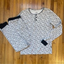 Petit Clair Airplane 2 Piece Pajama Set Big Boys Size 16 White Black Neutral