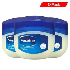 3 x Vaseline Original Pure Dry Skin Protective Petroleum Jelly Seal 3.4oz 100 ml