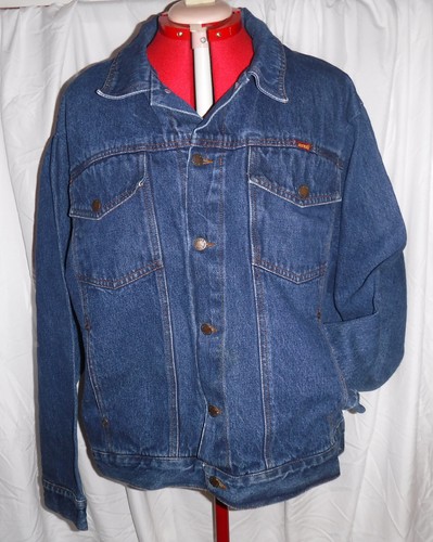 Rustler JACKET Blue Jean Denim Trucker Bomber Style sz Men's Big XL Button Front - Picture 2 of 8