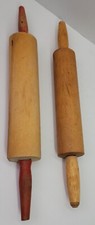 2 Antique Vtg Wooden Rolling Pin Lot Baking Kitchen Farm Country Wood Rustic
