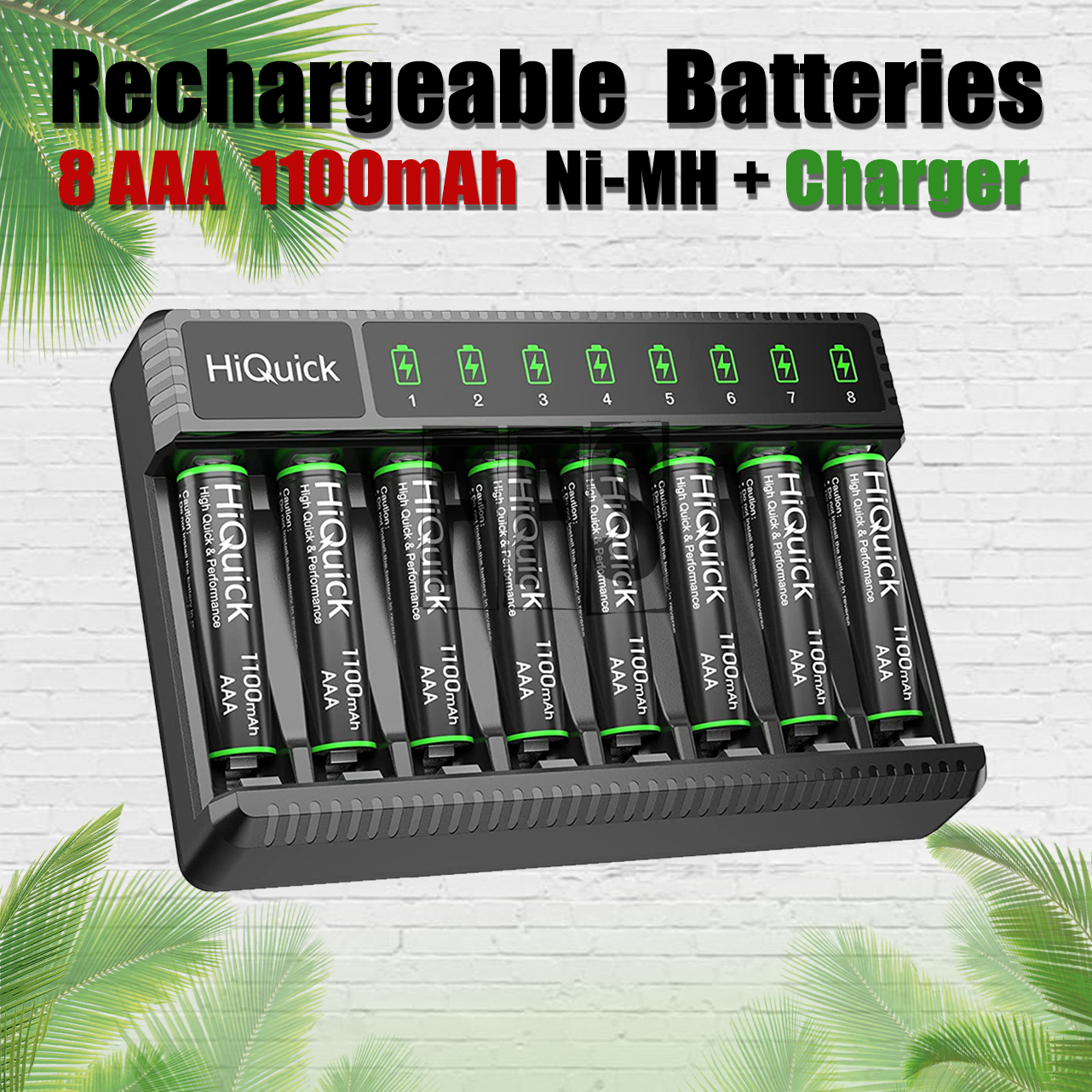 HQ 8 AAA Rechargeable 1100mAh NiMH NiCD Batteries with LCD LED Fast Charger 1.2V 🔋-image