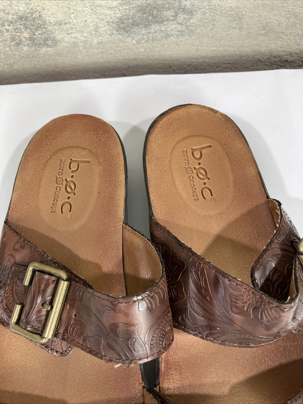 BOC Born Concept Women's Sandals Brown Faux Leather Slip On Size 9 M eBay