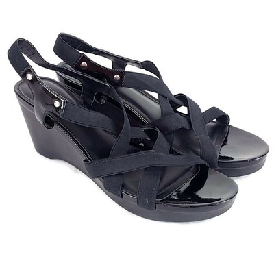 ralph lauren black wedge sandals