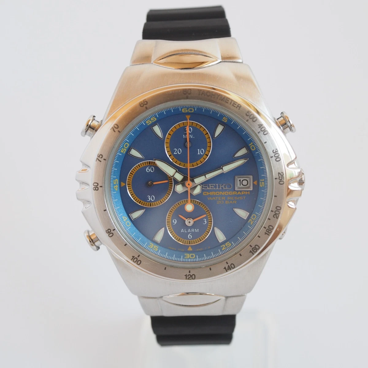 SEIKO 7t32-6j00 Mackina Sportiva Giugiaro Design Chronograph Blue Watch Video
