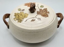 Metlox Poppytrail Woodland Gold Autumn Brown Leaves Large Covered Casserole