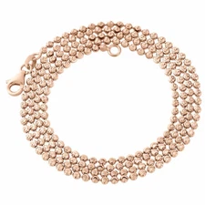 10K Rose Gold 2MM Moon Cut Italian Beaded Ball Chain Necklace 22 - 30 Inches