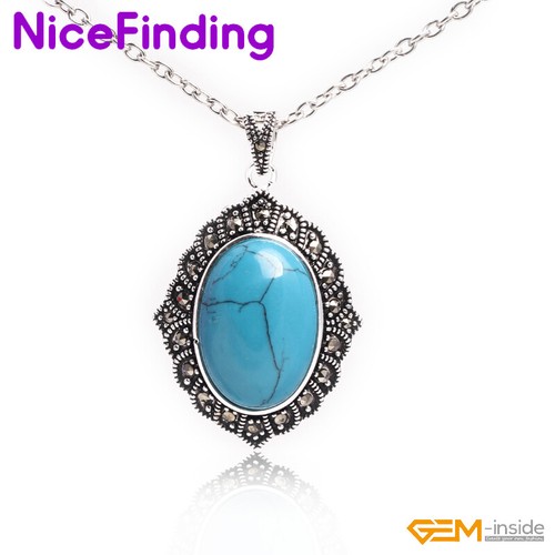 Assorted Gemstone Silver Marcasite Beads Necklace Enhancer Pendant Jewelry Women - Picture 8 of 32