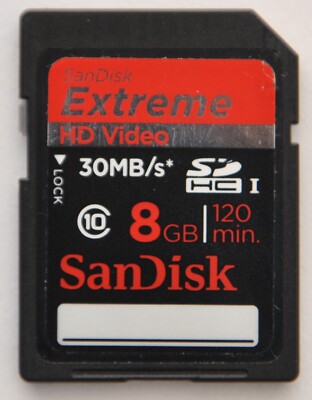 SanDisk Extreme HD Video 8GB 30MB/s SDHC Class 10 Speicherkarte Memory Card