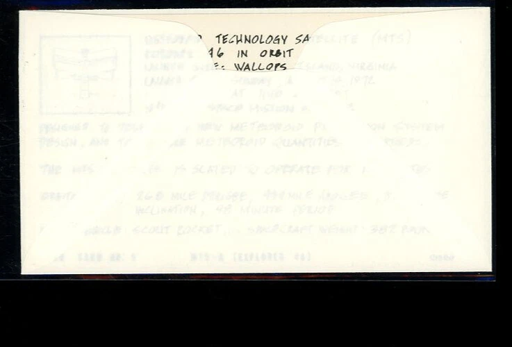 METEROID TECH SATELLITE LAUNCH AUG 14,1972 WALLOPS ISLAND FYDO # 5  SPACE COVER - Image 2 of 2