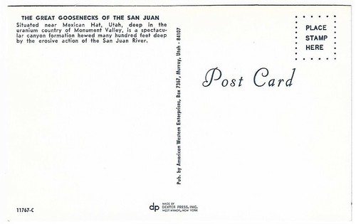 VTG Postcard - The Great Goosenecks, Utah - Picture 2 of 2