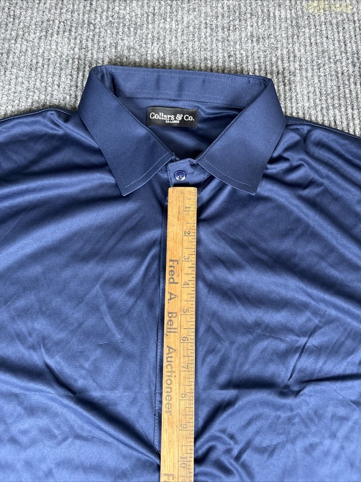NWOT Collars and Co Collar Polo Golf Shirt Mens 2XL Dark Blue Solid