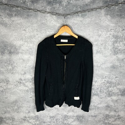 Odd Molly Women s Knit Cardigan Sweater Size 2 Black Full Zip Boho Style
