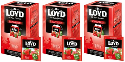 3 x HORECA LOYD Strawberry Fruit Tea 20 envelopes 3 x 40g / 120g