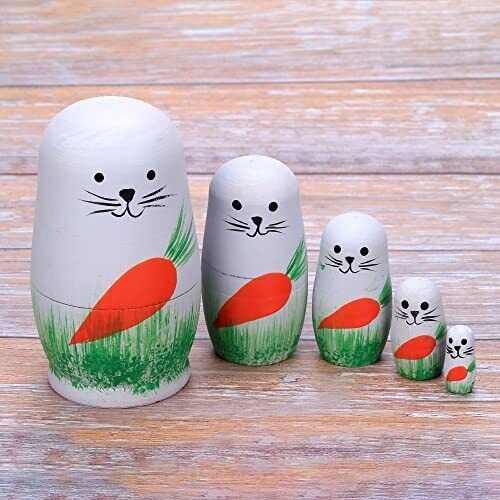 Paquete de 5 muñecas rusas de anidación en blanco sin pintar muñecas de madera matrioshka - Imagen 2 de 7