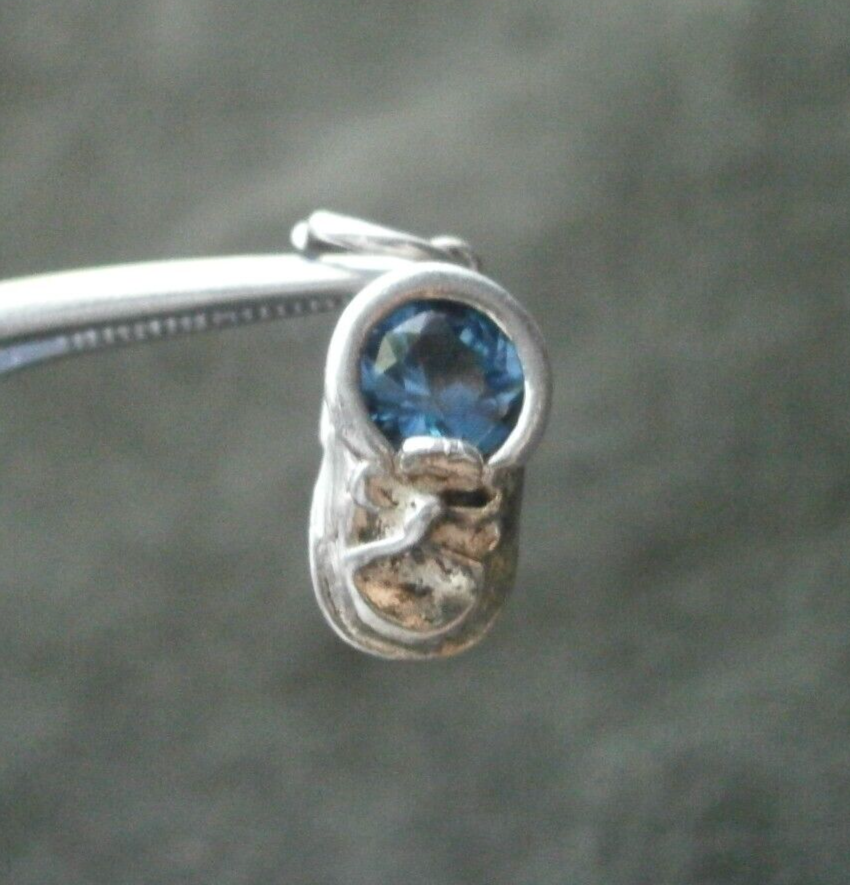 Baby Bootie Blue Birthstone Vintage Sterling Silver Charm Pendant 1.3g eBay