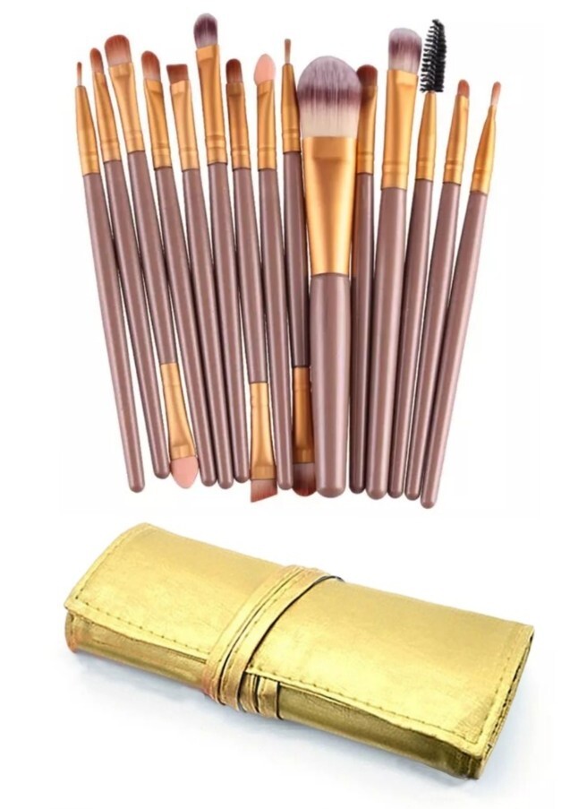 set 21 pz pennelli make up accessori donna astuccio idea regalo