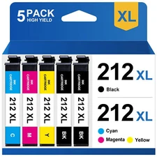 5PK 212XL Ink replacement for Epson 212 XL Workforce WF-2830 XP-4105 Printer