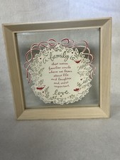 Scherenschnitte Paper Cut Out Framed Art: A Family is Love, 7" square
