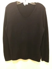 Giorgio Armani Women's Navy Cotton V-Neck Pullover Sweater