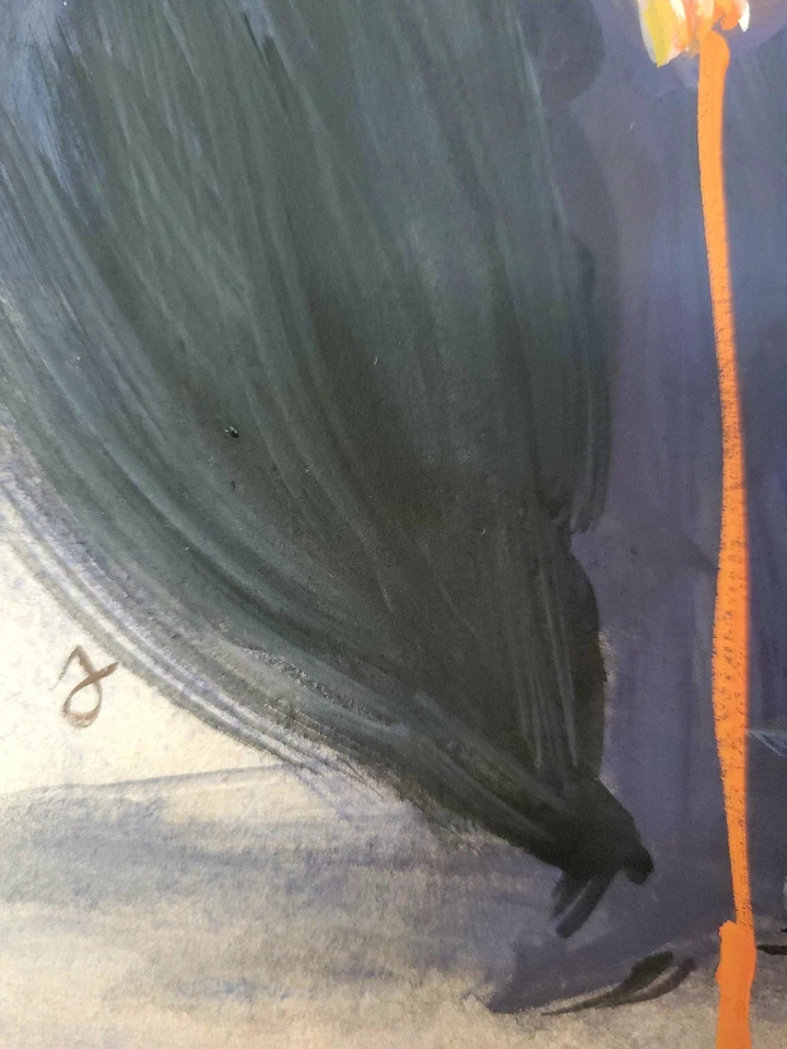 J M Johnson - Retrato abstracto contemporáneo original pintura gouache 8x110 Foto 4 de 4