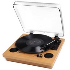 Bluetooth Turntable with Speaker USB Recording 33/45/78 RPM Dust Cover 2Y