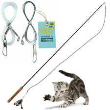 Forever Stick and Chew-proof String, Black Rod, Natural Cork Handle, Chrome...