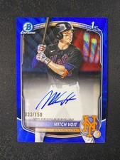 2025 Bowman Draft Mitch Voit Chrome Auto Blue Wave Refractor 1st /150 Mets e595