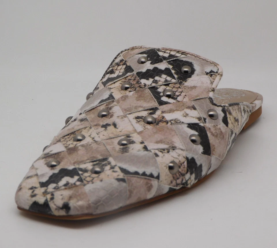 Vince Camuto Lenja Calzado Mujer Cuero Estampado Animal Mules Tachonado EE. UU. Talla 8.5 Foto 2 de 4