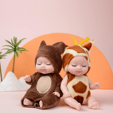 6 Pcs 4 Inch Mini Reborn Baby Dolls Toy Set Realistic Baby Doll with Cute Animal