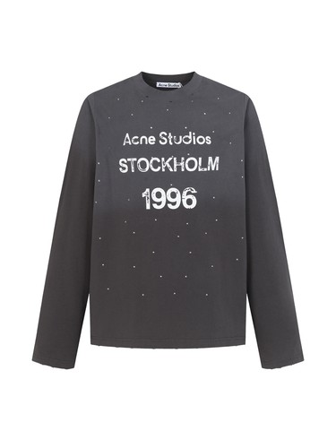 Acne Studios 1996 Rhinestone Distressed Long Sleeve Cotton Linen Shirt