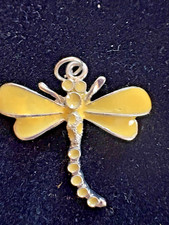 Vintage Yellow Enamel Dragonfly Pendant Charm...