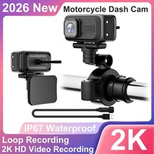 Motorcycle Dash Cam 2K HD 140 Wide Angle WiFi APP 64G Card 3 Brackets Waterproof