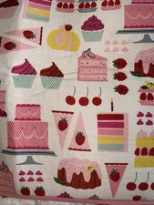 Kate SPADE Pink Strawberry Cakes Reversible Kitchen Dish Drying Mat 16x22"-
