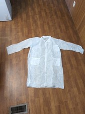 Case of 50 Disposable Lab Coats 2 Pockets w/ Knitted Cuffs Collar S-4XL 
