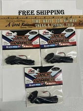 LOT OF 3 Z-man Evergreen Jack Hammer Black/Jack Chatterbait 3/8 oz bladed jig