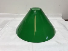 Vintage Emerald Green / White Cased Glass Lamp Student Shade Cone Shape