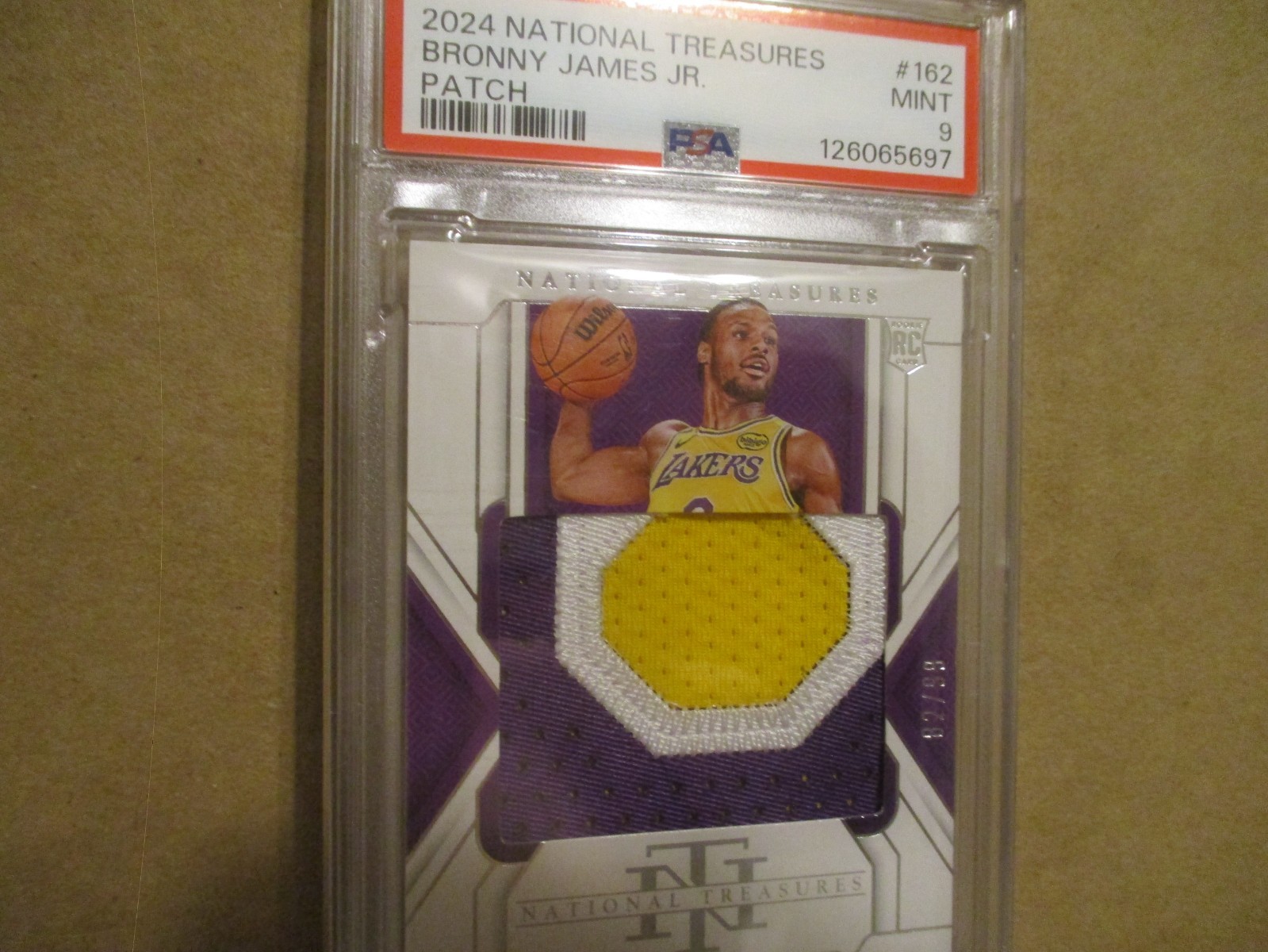 2024-25 NATIONAL TREASURES BRONNY JAMES JR #162 RC JUMBO 3 COLOR PATCH /99 PSA 9 view 5