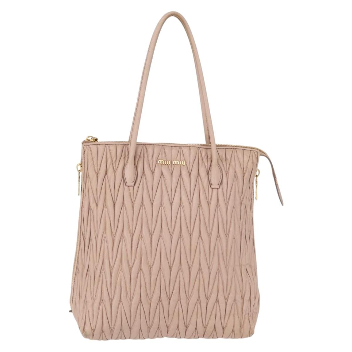 Miu Miu Matelasse Tote Bag Leather Pink Gold Auth 168121 | eBay