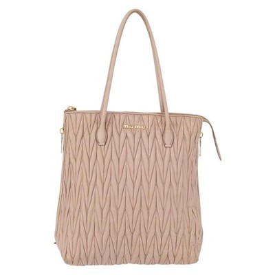 Miu Miu Matelasse Tote Bag Leather Pink Gold Auth 168121 | eBay