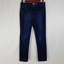 Lee Womens Regular Straight Leg Mid Rise Dark Wash Denim Jeans Size 4 M