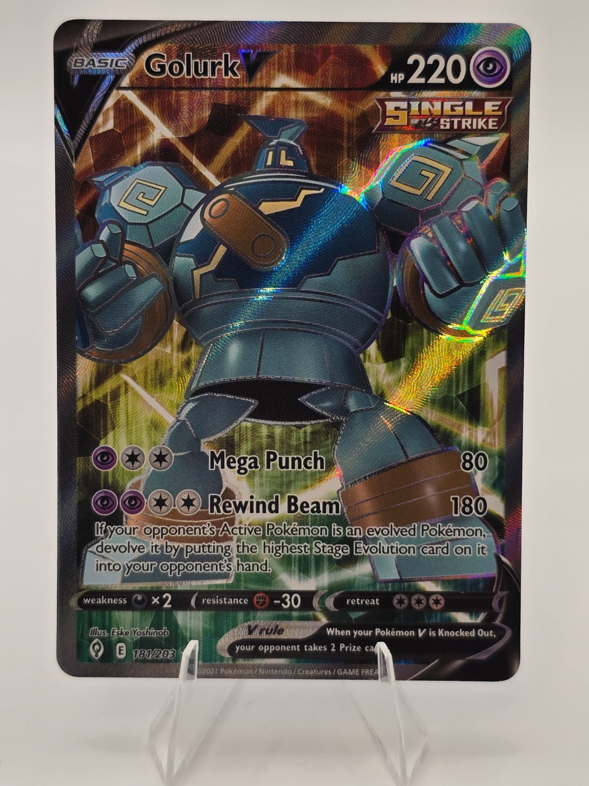 2021 POKEMON GOLURK V 181/203 EVOLVING SKIES FULL ART