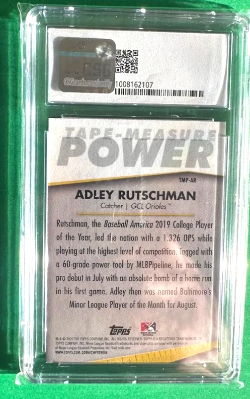 2020 Topps Pro Debut - Tapemeasure Power Adley Rutschman #TMP-AR (RC) CSG 9 - Image 2 of 2