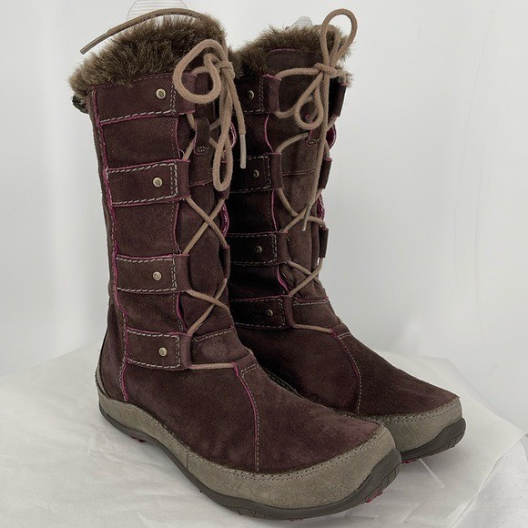 The North Face Brown Suede Fur Lined Lace Up Winter Boots Womens Size 7